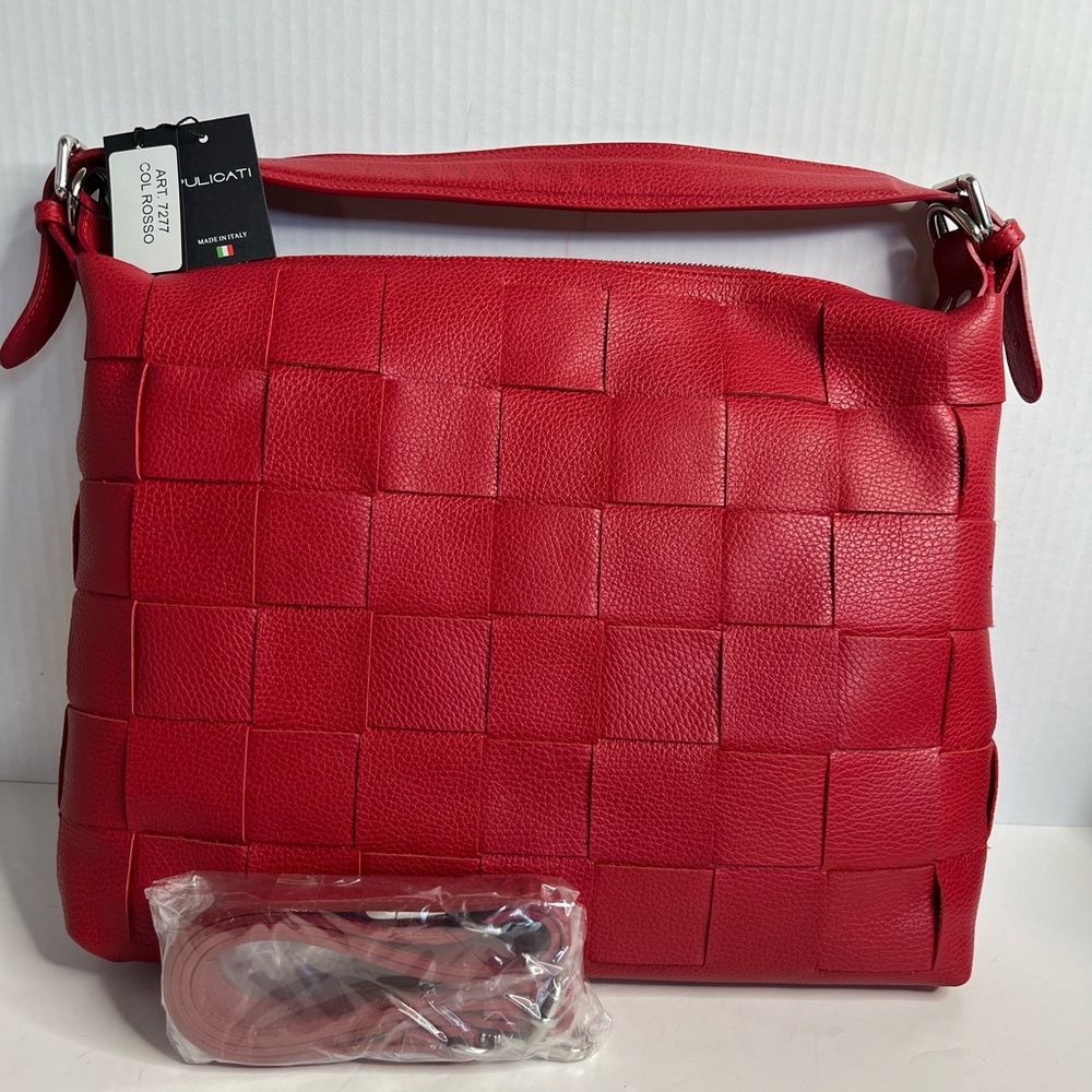 NWT Pilicati art 7277 rosso  Intrecciato-woven graine XLarge hobo bag/crossbody